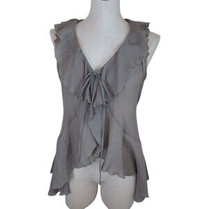 Gemstone Brand Top Taupe Floaty Lace Embellished Sleeveless Western Womens Small